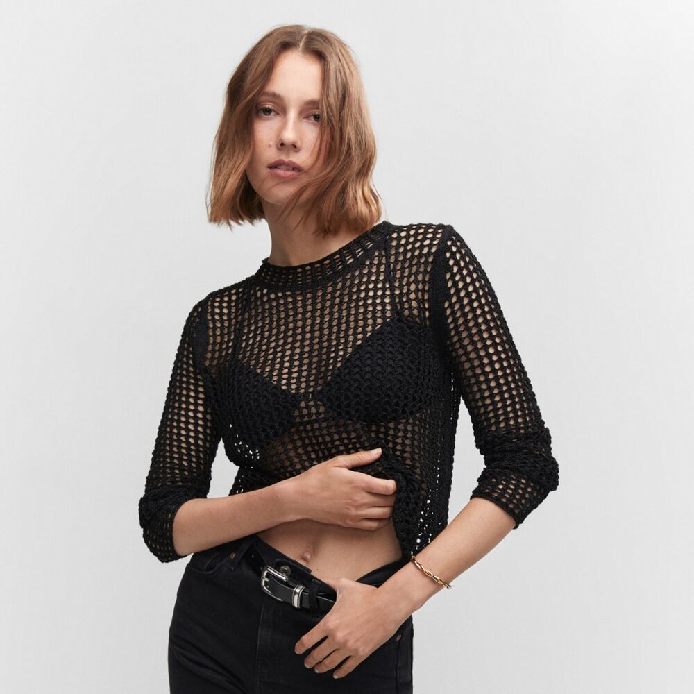 MANGO Openwork lurex sweater